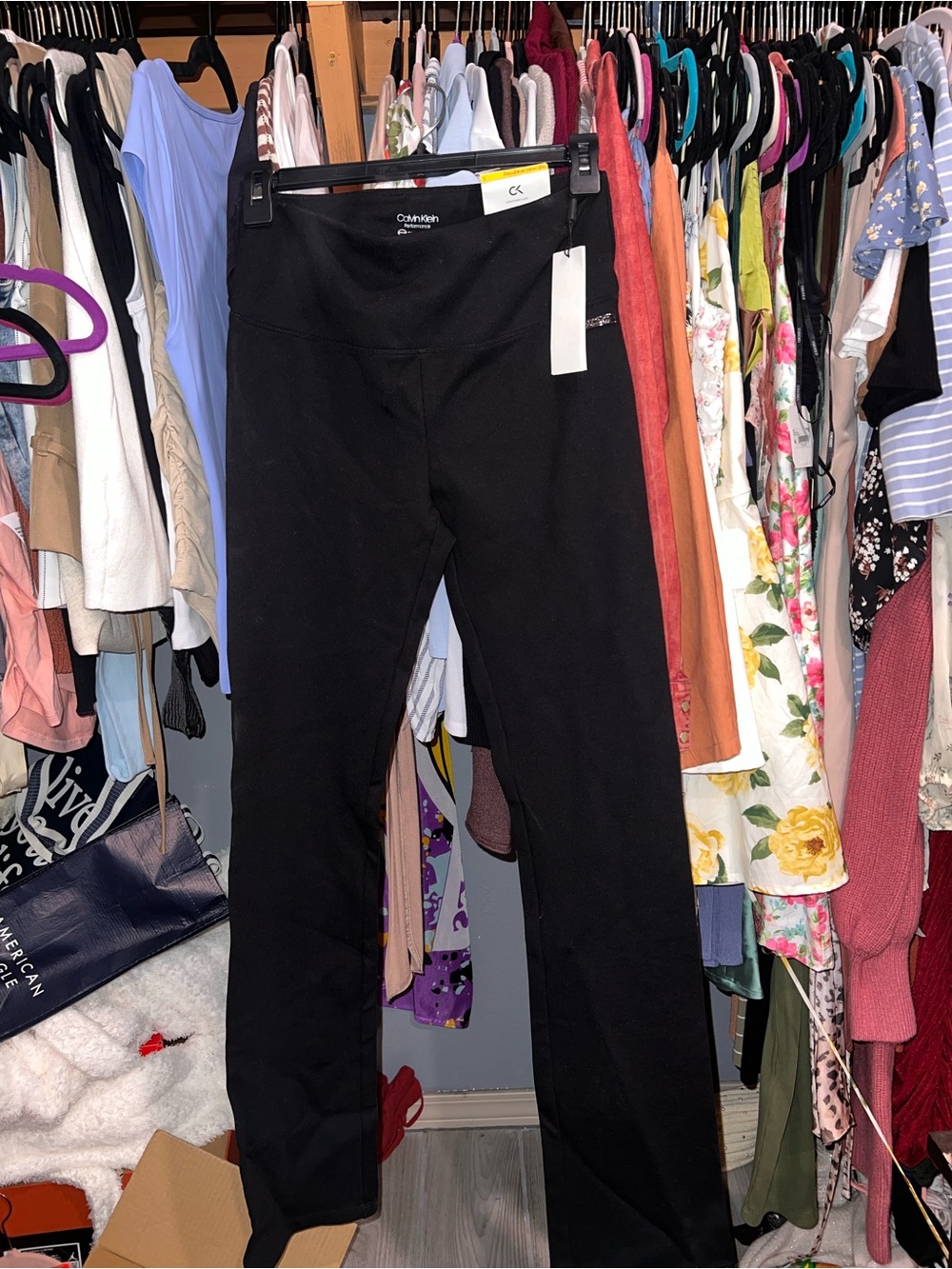NWT Calvin Klein Black Flare Leggings